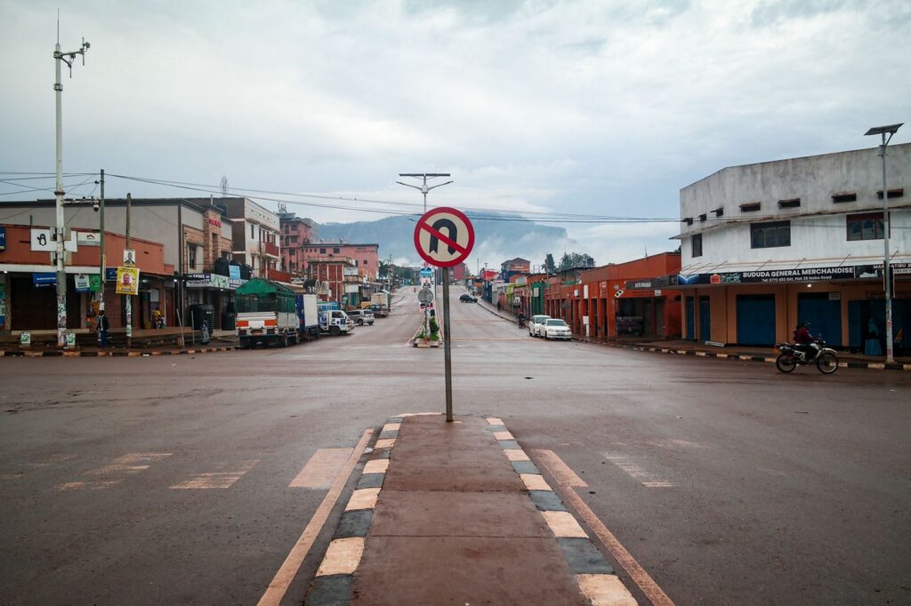Quiet main street in Mbale town